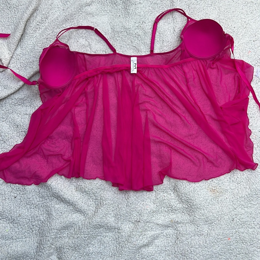 Maidenform Fuchsia Baby Doll Lingerie Bra Nightie, SZ M - Picture 3 of 6